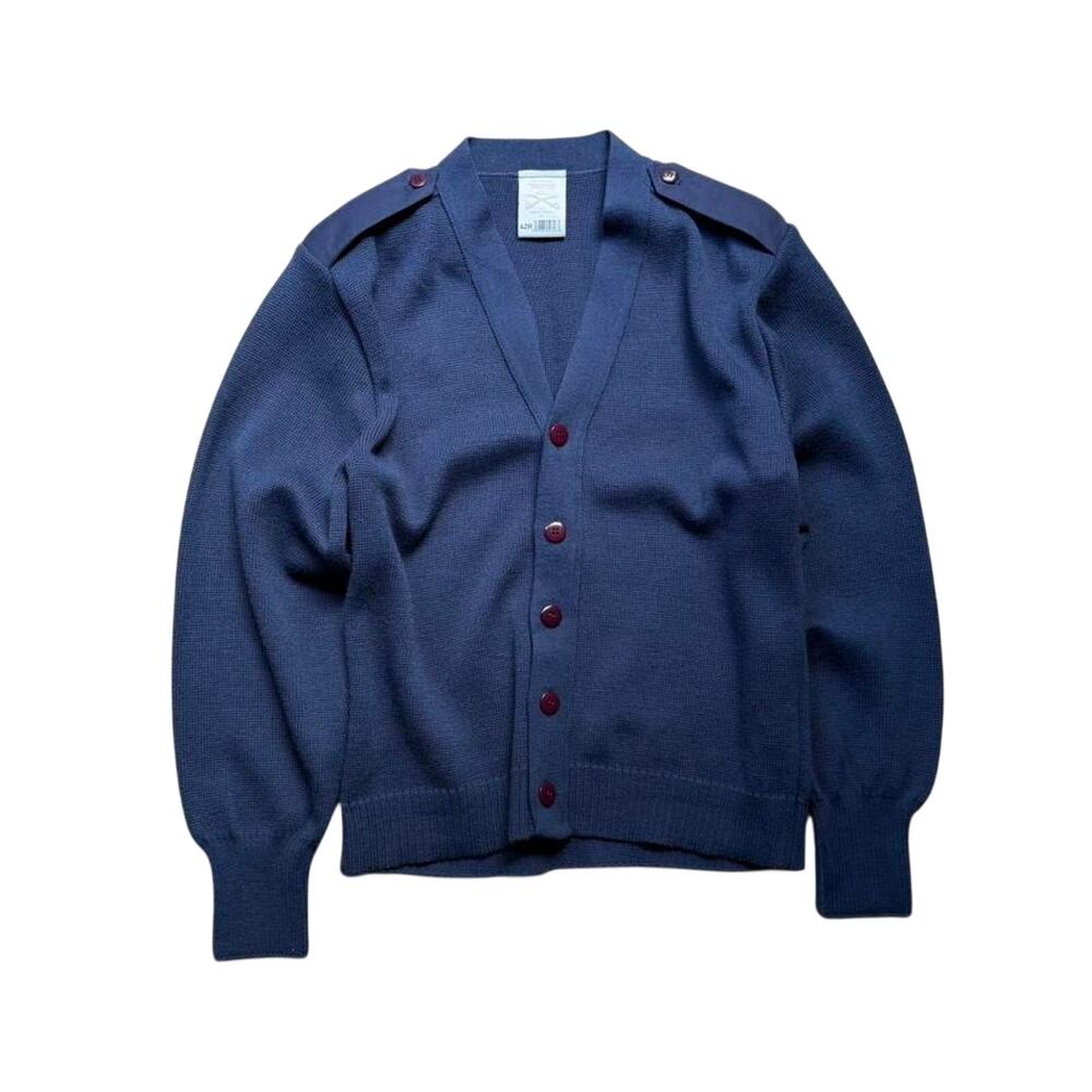 Military Equipment Buttoned Wool Blend Men's L Cardigan Blue